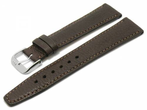 BIO-Leder: Uhrenarmband -F�ssen- 19mm dunkelbraun genarbt matt abgen�ht von RIOS (Schlie�enansto� 16 mm) - Bild vergr��ern 