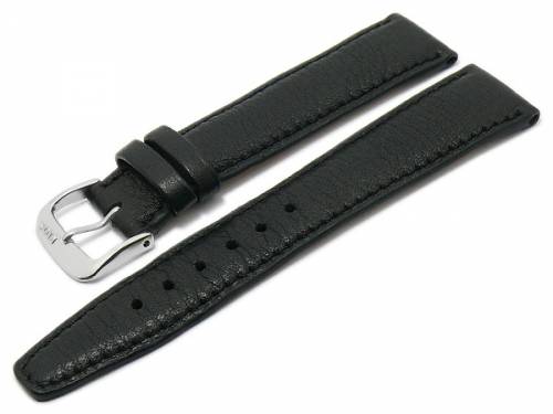 BIO-Leder: Uhrenarmband -F�ssen- 18mm schwarz genarbt matt abgen�ht von RIOS (Schlie�enansto� 16 mm) - Bild vergr��ern 