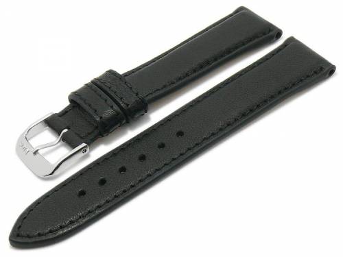 BIO-Leder: Uhrenarmband -Schongau- 19mm schwarz matt abgen�ht von RIOS (Schlie�enansto� 16 mm) - Bild vergr��ern 