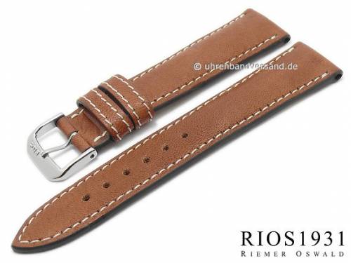 BIO-Leder: Uhrenarmband -Weilheim- 19mm hellbraun glatt helle Naht von RIOS (Schlie�enansto� 16 mm) - Bild vergr��ern 