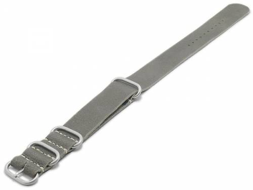 Uhrenarmband -NATO Copenhagen- 18mm grau Leder Vintage-Look Durchzugsband von RIOS - Bild vergr��ern 
