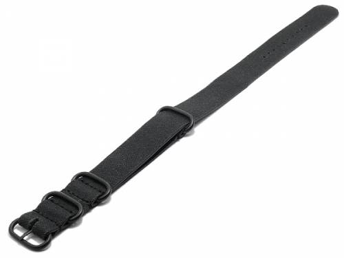 Uhrenarmband -NATO Tallinn- 24mm schwarz Canvas/Leder Vintage-Look Durchzugsband von RIOS - Bild vergrern 