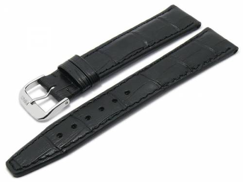 Uhrenarmband -Dallas- 22mm schwarz Leder Alligator-Pr�gung abgen�ht von RIOS (Schlie�enansto� 18 mm) - Bild vergr��ern 