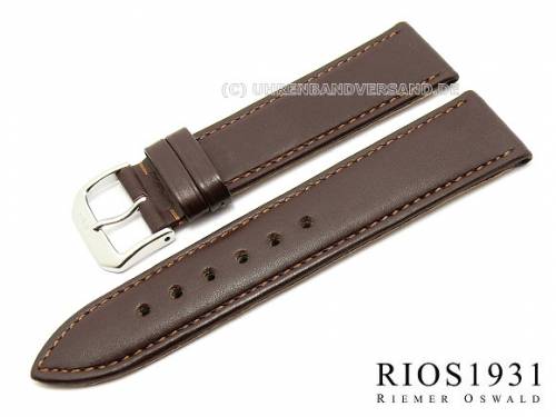 Uhrenarmband -Toscana- 18mm dunkelbraun Kalbleder glatt abgen�ht von RIOS (Schlie�enansto� 16 mm) - Bild vergr��ern 