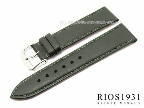 Uhrenarmband -Toscana- 19mm forstgr�n Kalbleder glatt abgen�ht von RIOS (Schlie�enansto� 16 mm) - Bild vergr��ern 