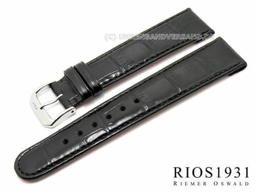 Uhrenarmband -Argentina Clip- 18mm fester Steg schwarz Allig.-Prg. RIOS (Schlieenansto 16 mm) - Bild vergrern 