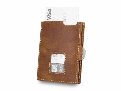 Geldb�rse klein/Slim-Wallet Duke aus Leder mittelbraun glatt mit RFID-Schutz von BELTIMORE - Bild vergr��ern 