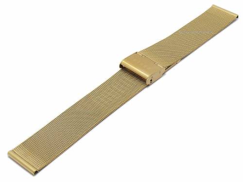 Uhrenarmband 20mm goldfarben Milanaise feines Geflecht matt mit Schiebeverschlu von UMR RUHLA - Bild vergrern 