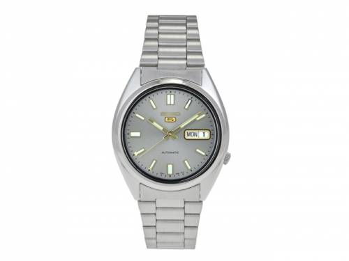 Automatik-Armbanduhr klein Edelstahl silberfarben Ziffernblatt grau von SEIKO 5 (*SE*AU*) - Bild vergr��ern 
