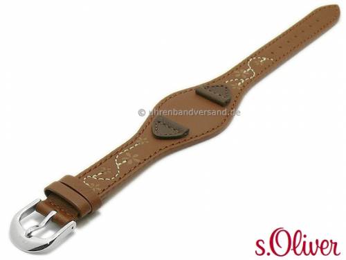 Original Ersatz-Uhrenarmband s.Oliver 14mm mittelbraun Leder mit Lederunterlage f�r SO-1561-LQ etc. - Bild vergr��ern 
