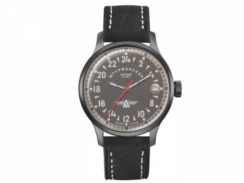 Automatik-Armbanduhr Open Space Edelstahl anthrazit Ziffernblatt taupefarben von STURMANSKIE (*ST*HU*) - Bild vergr��ern 