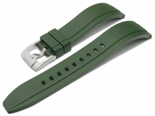 Uhrenarmband 19mm dunkelgr�n FKM-Rubber sportiv mit EASY-CLICK Stegen (Schlie�enansto� 18 mm) - Bild vergr��ern 