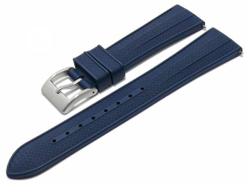 Uhrenarmband 22mm dunkelblau Premium-Rubber (FKM) Carbon-Look mit EASY-CLICK-Stegen (Schlie�enansto� 18 mm) - Bild vergr��ern 
