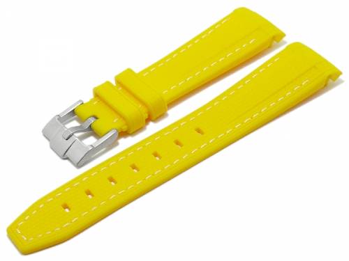 Uhrenarmband 20mm gelb Silikon mit Rundansto passend fr MOONSWATCH, OMEGA, ROLEX, SINN u.a. (Schliee 18 mm) - Bild vergrern 
