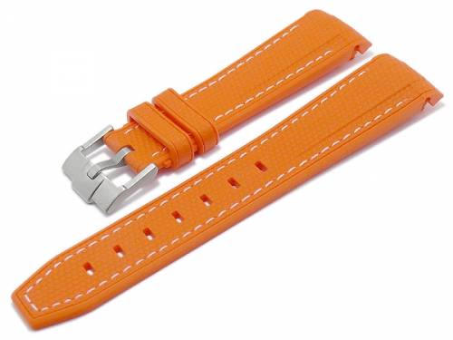 Uhrenarmband 20mm orange Silikon mit Rundansto passend fr MOONSWATCH, OMEGA, ROLEX, SINN u.a. (Schliee 18 mm) - Bild vergrern 