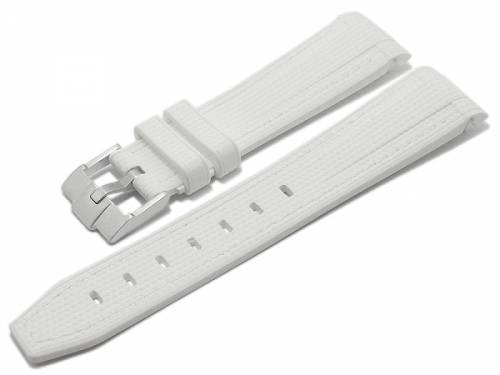 Uhrenarmband 20mm wei Silikon mit Rundansto passend fr MOONSWATCH, OMEGA, ROLEX, SINN u.a. (Schliee 18 mm) - Bild vergrern 