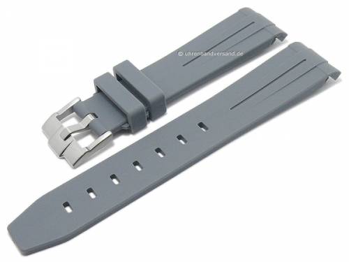 Uhrenarmband 20mm grau Rubber mit Rundansto passend fr MOONSWATCH, OMEGA, ROLEX u.a. (Schlieenansto 18 mm) - Bild vergrern 