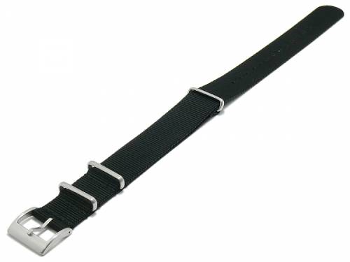 Uhrenarmband 21mm schwarz Nylon/Textil zweilagiges Durchzugsband im NATO-Style - Bild vergrern 