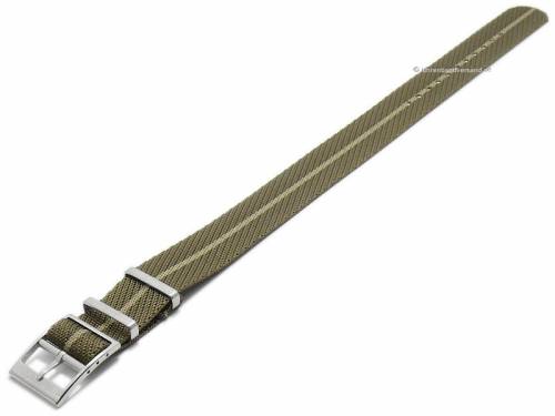 Uhrenarmband 19mm armygrn Nylon beiger Streifen Durchzugsband NATO-Style - Bild vergrern 