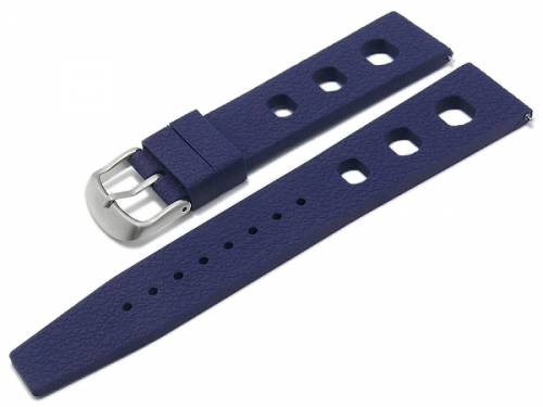 Uhrenarmband 19mm dunkelblau Silikon Retro Racing-Look mit EASY-CLICK Stegen (Schlieenansto 16 mm) - Bild vergrern 