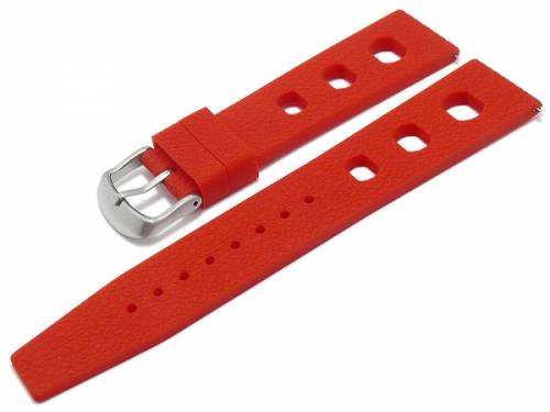 Uhrenarmband 21mm rot Silikon Retro Racing-Look mit EASY-CLICK Stegen (Schlieenansto 18 mm) - Bild vergrern 