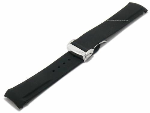 Uhrenarmband 22mm schwarz Silikon Rundansto� mit Faltschlie�e passend f�r Omega etc. (Schlie�enansto� 20 mm) - Bild vergr��ern 