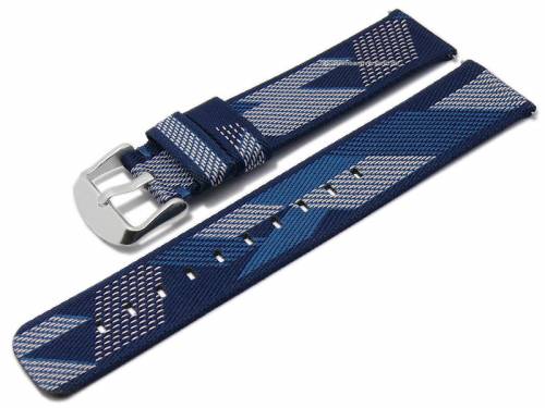 Uhrenarmband 22mm blau/wei Nylon EASY-CLICK fr Samsung Galaxy Watch/Gear u.a. Uhren (Schlieenansto 22 mm) - Bild vergrern 