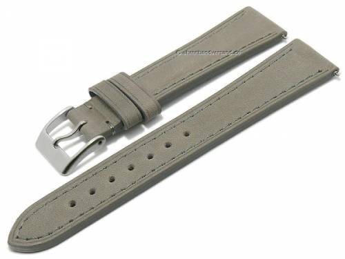 Uhrenarmband 18mm grau Leder glatt abgen�ht Vintage-Look mit EASY-CLICK (Schlie�enansto� 16 mm) - Bild vergr��ern 