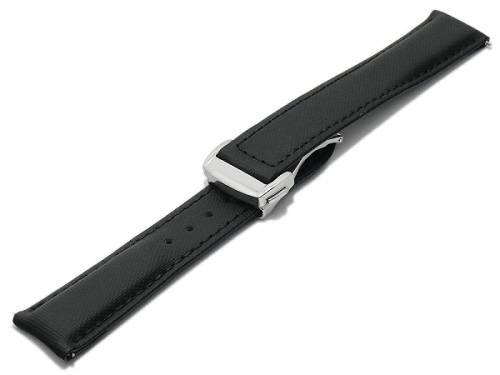 Uhrenarmband 19mm schwarz textilartig Sailcloth Faltschlie�e mit EASY-CLICK (Schlie�enansto� 16 mm) - Bild vergr��ern 