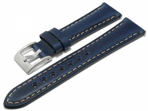 Uhrenarmband XS 21mm dunkelblau Leder Vintage-Look mit Schnellwechselstegen (Schlieenansto 18 mm) - Bild vergrern 