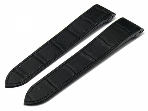 Uhrenarmband 20mm schwarz Leder Alligator-Prgung Spezialansto passend fr CARTIER Santos 100 (Schlieenansto 18 mm) - Bild vergrern 