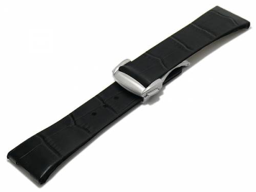 Uhrenarmband 23mm schwarz Leder Alligator-Prgung Faltschliee pass. fr OMEGA Constellation - Bild vergrern 