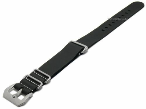 Uhrenarmband 26mm schwarz Leder Durchzugsband im NATO-Style - Bild vergrern 