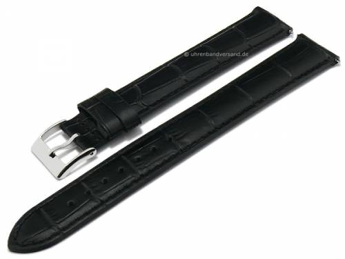 Uhrenarmband XXL 20mm schwarz Leder Alligator-Prgung abgenht mit EASY-CLICK (Schlieenansto 18 mm) - Bild vergrern 