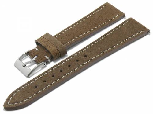 Uhrenarmband XS 19mm mittelbraun Leder velourartig helle Naht mit EASY-CLICK (Schlie�enansto� 16 mm) - Bild vergr��ern 