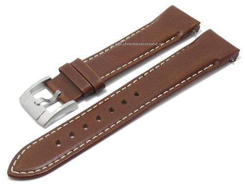 Uhrenarmband 22mm mittelbraun Leder EASY-CLICK sportiv helle Naht fr SEIKO (Schlieenansto 20 mm) - Bild vergrern 