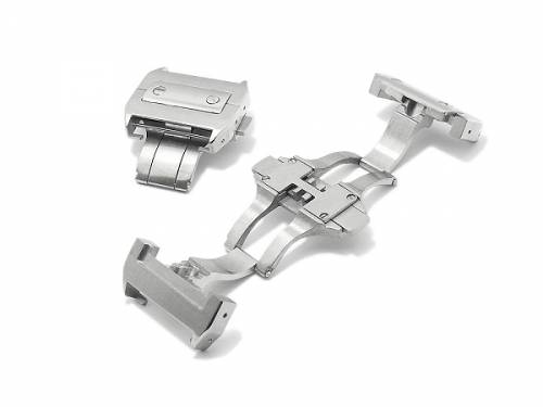 Butterfly-Faltschlie�e (ScBFS-130) 18mm Edelstahl teilweise poliert mit seitlichen Dr�ckern passend f�r CARTIER Santos - Bild vergr��ern 