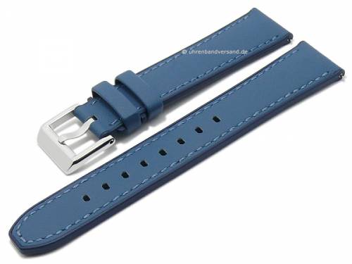 Hybrid-Uhrband -Max Endurance Classic- 22mm mittelblau Anilin-Leder/Silikon Easy-Click STAILER (Schlieenanst. 20 mm) - Bild vergrern 