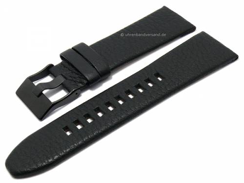 Uhrenarmband 26mm schwarz Leder genarbt matt Schliee schwarz passend fr Diesel (Schlieenansto 24 mm) - Bild vergrern 