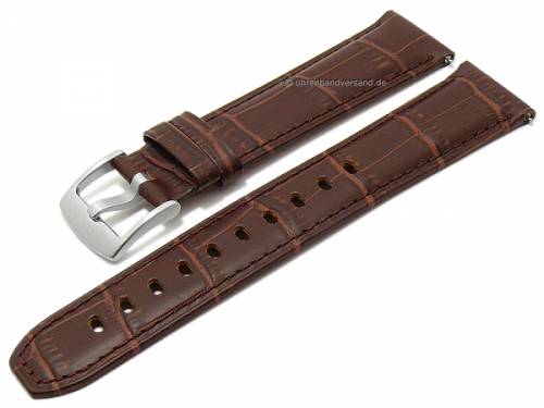 Uhrenarmband -Smart Classic- 22mm mittelbraun Leder Alligator-Pr�gung EASY-CLICK von STAILER (Schlie�enansto� 20 mm) - Bild vergr��ern 