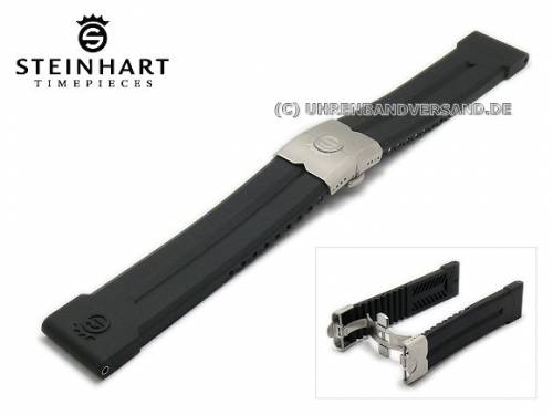 Uhrenarmband STEINHART 24mm schwarz Kautschuk mit Faltschlie�e stahl (Schlie�enansto� 22 mm) - Bild vergr��ern 