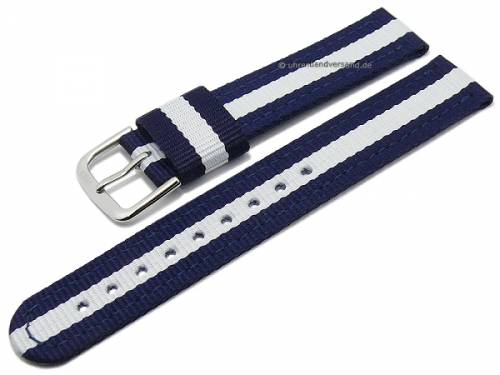 Uhrenarmband 16mm dunkelblau Canvas/Textil weier Streifen von s.Oliver - Bild vergrern 