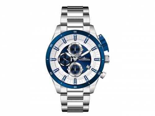 ABVERKAUF: Chronograph sportiv Edelstahl silberfarben Ziffernblatt blau/wei� von Thunderbirds (*EM*HU*) - Bild vergr��ern 