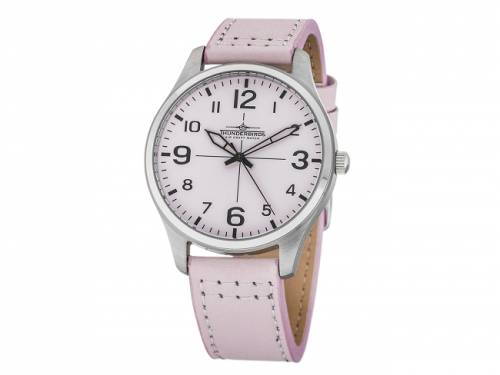 ABVERKAUF: Armbanduhr Edelstahl Ziffernblatt rosa mit Lederband rosa von Thunderbirds (*EM*AU*) - Bild vergr��ern 