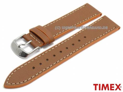 Original Ersatzarmband TIMEX 20mm hellbraun Leder fein genarbt helle Naht f�r T2P507 etc. - Bild vergr��ern 