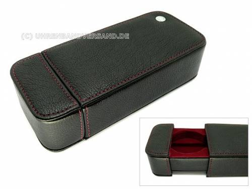 Uhrenetui -Amenda- f�r 1 Armbanduhr schwarz genarbt rote Naht von Beco - Bild vergr��ern 