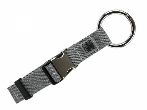 Praktischer Taschenhalter-Clip Nylon grau mit Karabiner-Ring aus Metall - Bild vergr��ern 