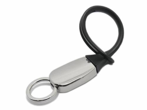 Schl�sselanh�nger Metall/Kunststoff -Softie- schwarz/silberfarben mit Halteschlaufe - Bild vergr��ern 