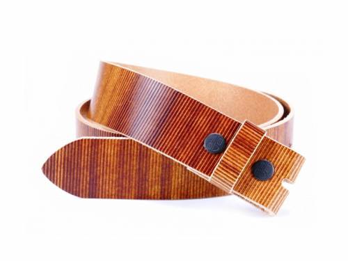 ABVERKAUF: Lederg�rtel OHNE Schlie�e Druckknopf hbraun Holz-Optik BA-98 MADE IN GERMANY -  Gr��e 100 (Breite ca. 4 cm) - Bild vergr��ern 