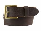 Hochwertiger Ledergürtel MADE IN ITALY braun Used-Look altmessingfarbene Schließe - Größe 120 (Breite ca. 4 cm)
